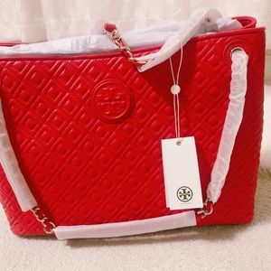 Tory Burch Marion Quilted Red Shoulder Bag